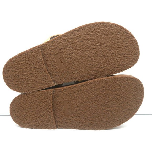 Celine Tippi Triomphe Slide Sandals Gold Metallic Leather Size 40 NEW - Picture 12 of 12